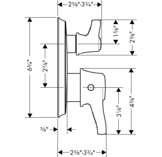 Hansgrohe-HSO-C-T01-Thermostatic Valve Trim with Volume Control Dimensional Drawing