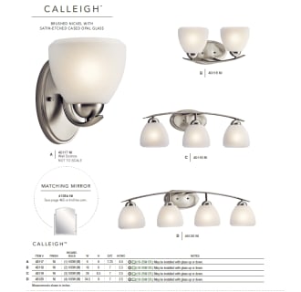 The Kichler Calleigh collection in Brushed Nickel from the Kichler catalog.