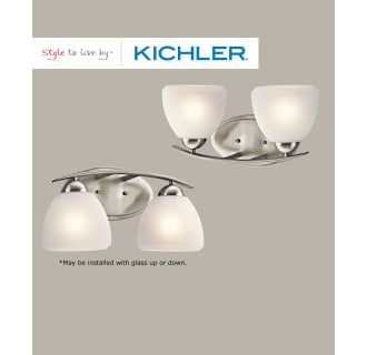 The Kichler Calleigh bathroom fixtures can be mounted up or down.
