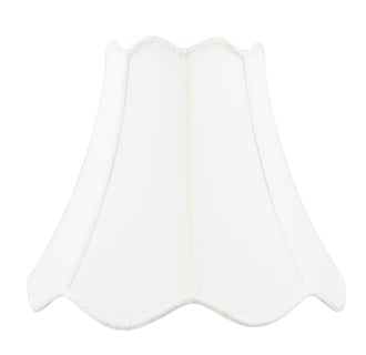 White Top/Bottom Scallop Shantung Silk Bell Shade with Fancy Trim