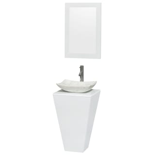 Wyndham Collection-WC-CS004-Vanity in Glossy White with Arista White Carrera Marble Sink