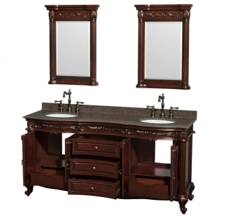 Open Vanity View with Imperial Brown Top and Mirrors
