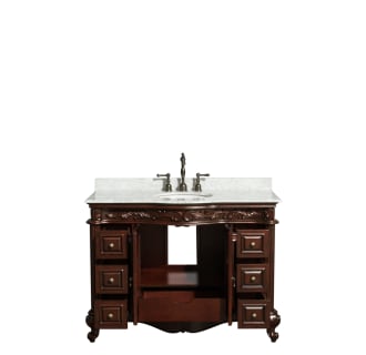 Open Front Vanity View with White Carrera Top