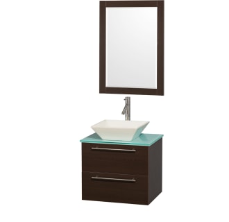 Espresso Vanity with Green Glass Top and Bone Porcelain Sink