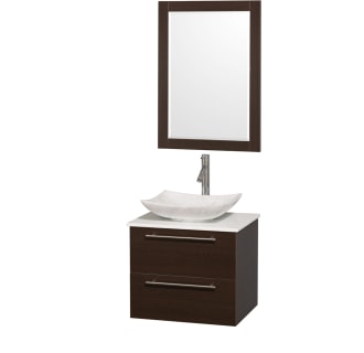 Espresso Vanity with White Stone Top and Arista White Carrera Marble Sink