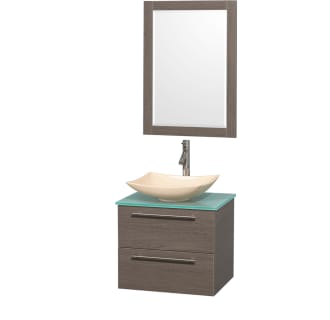 Grey Oak Vanity with Green Glass Top and Arista Ivory Marble Sink