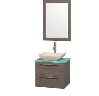 Grey Oak Vanity with Green Glass Top and Avalon Ivory Marble Sink