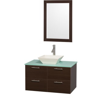 Espresso Vanity with Green Glass Top and Bone Porcelain Sink