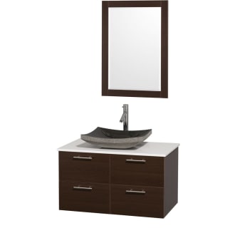 Espresso Vanity with White Stone Top and Altair Black Granite Sink