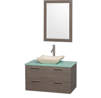 Grey Oak Vanity with Green Glass Top and Avalon Ivory Marble Sink