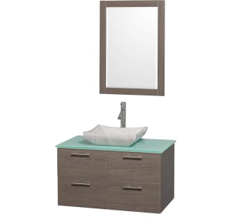 Grey Oak Vanity with Green Glass Top and Avalon White Carrera Marble Sink