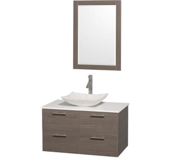 Grey Oak Vanity with White Stone Top and Arista White Carrera Marble Sink