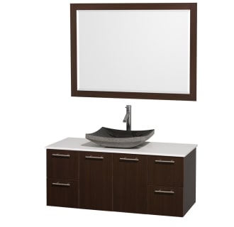 Espresso Vanity with White Stone Top and Altair Black Granite Sink
