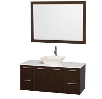 Espresso Vanity with White Stone Top and Bone Porcelain Sink