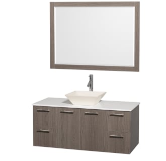 Grey Oak Vanity with White Stone Top and Bone Porcelain Sink