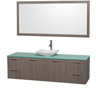 Grey Oak Vanity with Green Glass Top and Arista White Carrera Marble Sink
