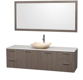 Grey Oak Vanity with White Stone Top and Arista Ivory Marble Sink