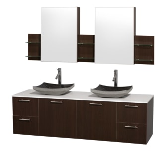 Espresso Vanity with White Stone Top and Altair Black Granite Sinks