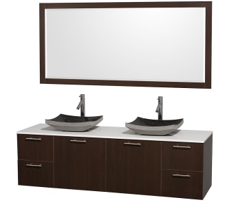 Espresso Vanity with White Stone Top and Altair Black Granite Sinks