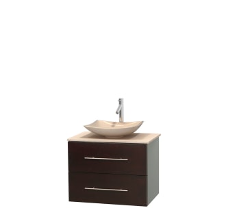Full Vanity View with Ivory Marble Top and Vessel Sink