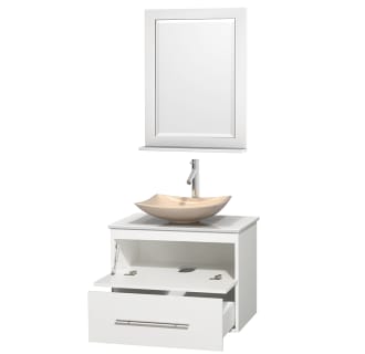 Open Vanity View with White Stone Top, Vessel Sink, and 24" Mirror