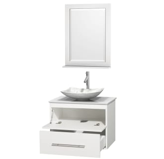 Open Vanity View with White Stone Top, Vessel Sink, and 24" Mirror