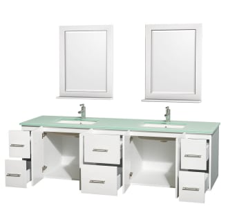 Wyndham Collection-WCVW00980DUNSM24-Open Vanity View with Green Glass Top, Undermount Sinks, and 24" Mirrors