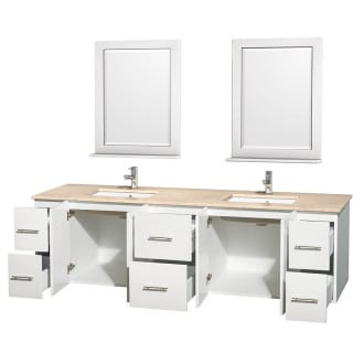 Wyndham Collection-WCVW00980DUNSM24-Open Vanity View with Ivory Marble Top, Undermount Sinks, and 24" Mirrors
