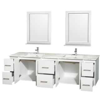 Wyndham Collection-WCVW00980DUNSM24-Open Vanity View with White Carrera Marble Top, Undermount Sinks, and 24" Mirrors