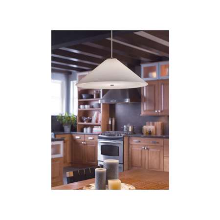 Larkspur Pendant in Satin Nickel with Surf White shade