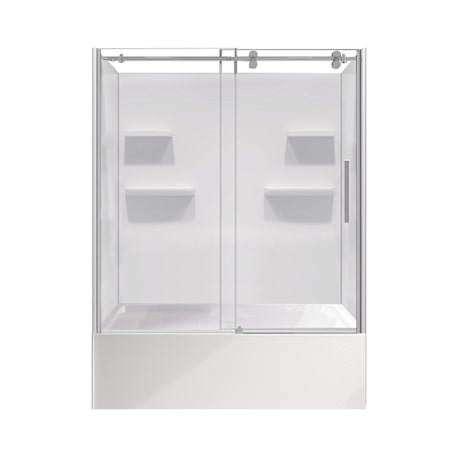 A and E Bath and Shower 60" Alcove Shower Kit with Tub, 8 mm Left Side Opening Sliding Door and Left Side Drain Chrome