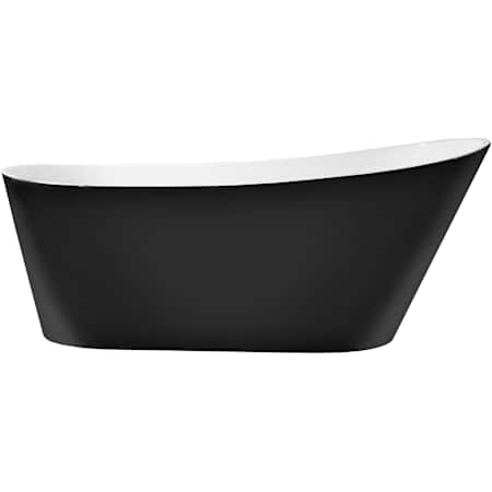 A and E Bath and Shower Samari 59" Free Standing Acrylic, Fiberglass Soaking Tub with Reversible Drain, Drain Assembly, and Overflow Black