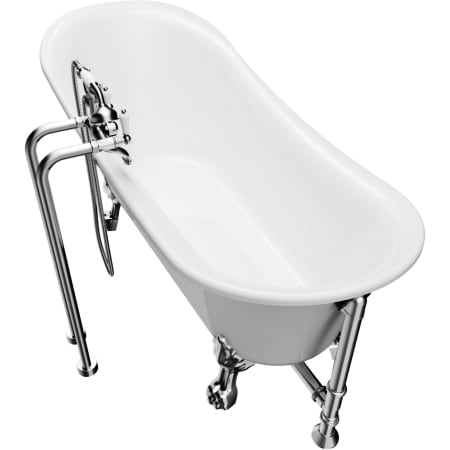 A and E Bath and Shower Dorya 70" Clawfoot Acrylic and Fiberglass Soaking Tub with Front Drain, Drain Assembly and Overflow - Includes Hand Shower White