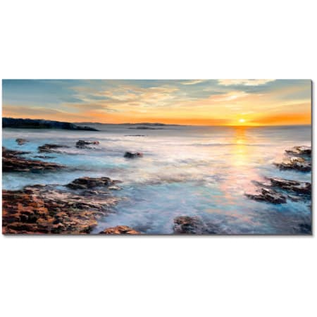 A and E Bath and Shower Modern 30" x 60" Dusk Frameless Landscapes Painting on Canvas Blue
