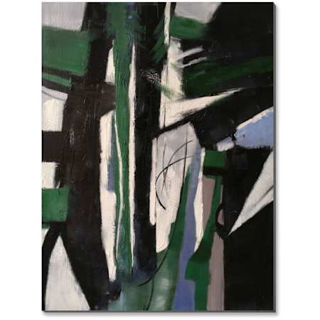 A and E Bath and Shower Modern 45" x 36" Emit Frameless Abstract Painting on Canvas Green