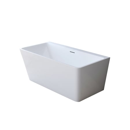 A and E Bath and Shower Jordy 59" Free Standing Acrylic Soaking Tub with Rear Drain and Drain Assembly Glossy White