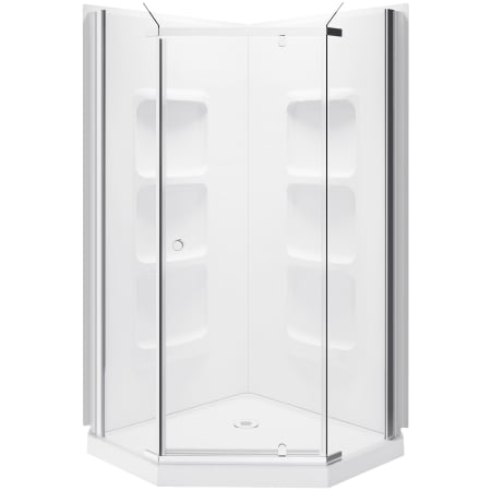 A and E Bath and Shower Modern 75" High x 36" Wide x 36" Deep Sliding Framed Shower Enclosure with Clear Glass and Walls Polished Chrome