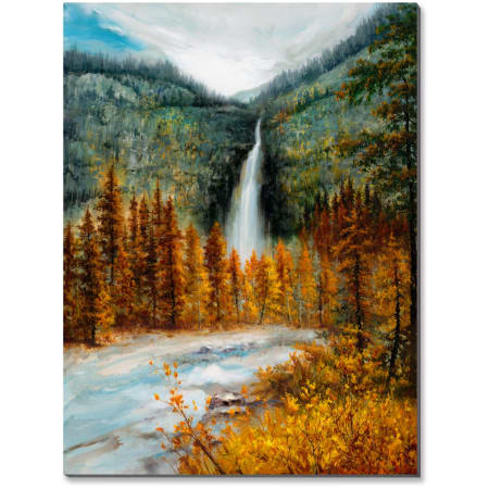 A and E Bath and Shower Modern 45" x 36" Silverfall Frameless Landscapes Painting on Canvas Gray