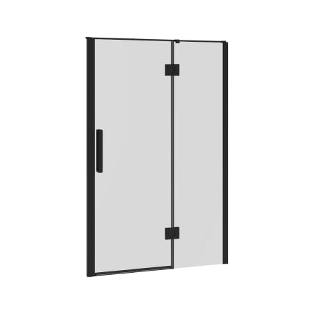 A and E Bath and Shower 74" High x 48" Wide Hinged Framed Shower Door with Tempered Glass Black