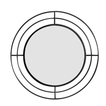A and E Bath and Shower Tarry 24" Diameter Circular Metal Framed Bathroom Mirror Matte Black