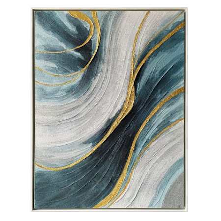 A and E Bath and Shower Tranquility 48" x 36" Framed Abstract Painting N/A