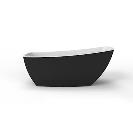 A and E Bath and Shower Yori 59" Free Standing Acrylic and Fiberglass Soaking Tub with Center Drain Matte Black