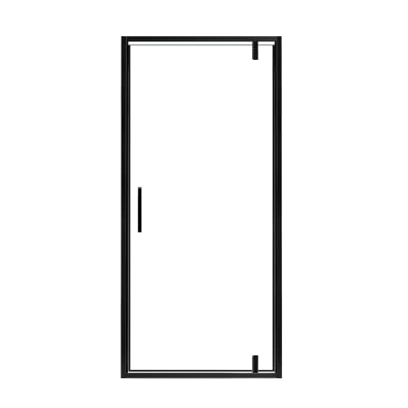 A and E Bath and Shower 77" High x 36" Wide Hinged Framed Shower Door with Tempered Glass Black