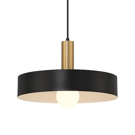 Access Lighting Slate 14" Wide Wood Pendant Black / Antique Brushed Brass