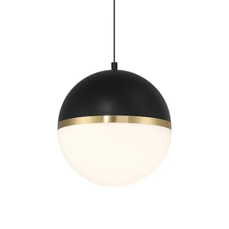 Access Lighting Unity 10" Wide LED Mini Pendant Black / Antique Brushed Brass / White