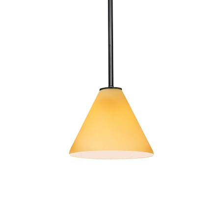 Access Lighting Martini 1 Light LED Pendant - 7" Wide with Amber Glass Shade Brushed Steel
