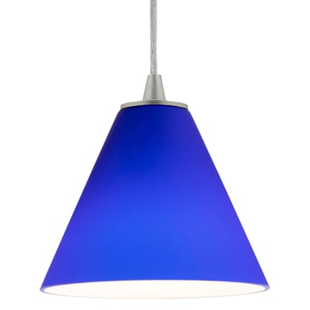 Access Lighting Martini 1 Light LED Pendant - 7" Wide with Cobalt Glass Shade Brushed Steel