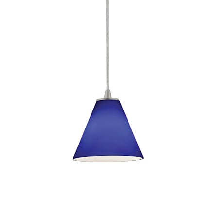 Access Lighting Martini 1 Light LED Pendant - 7" Wide with Cobalt Glass Shade Brushed Steel