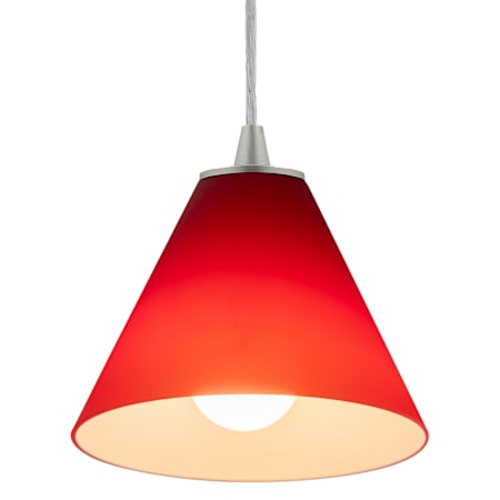 Access Lighting Martini 1 Light LED Pendant - 7" Wide with Red Glass Shade Brushed Steel
