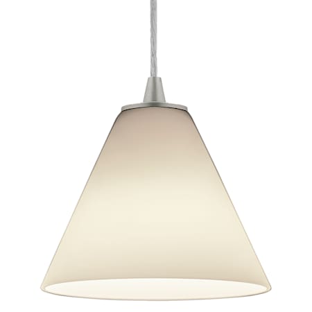 Access Lighting Martini 1 Light LED Pendant - 7" Wide with White Glass Shade Brushed Steel